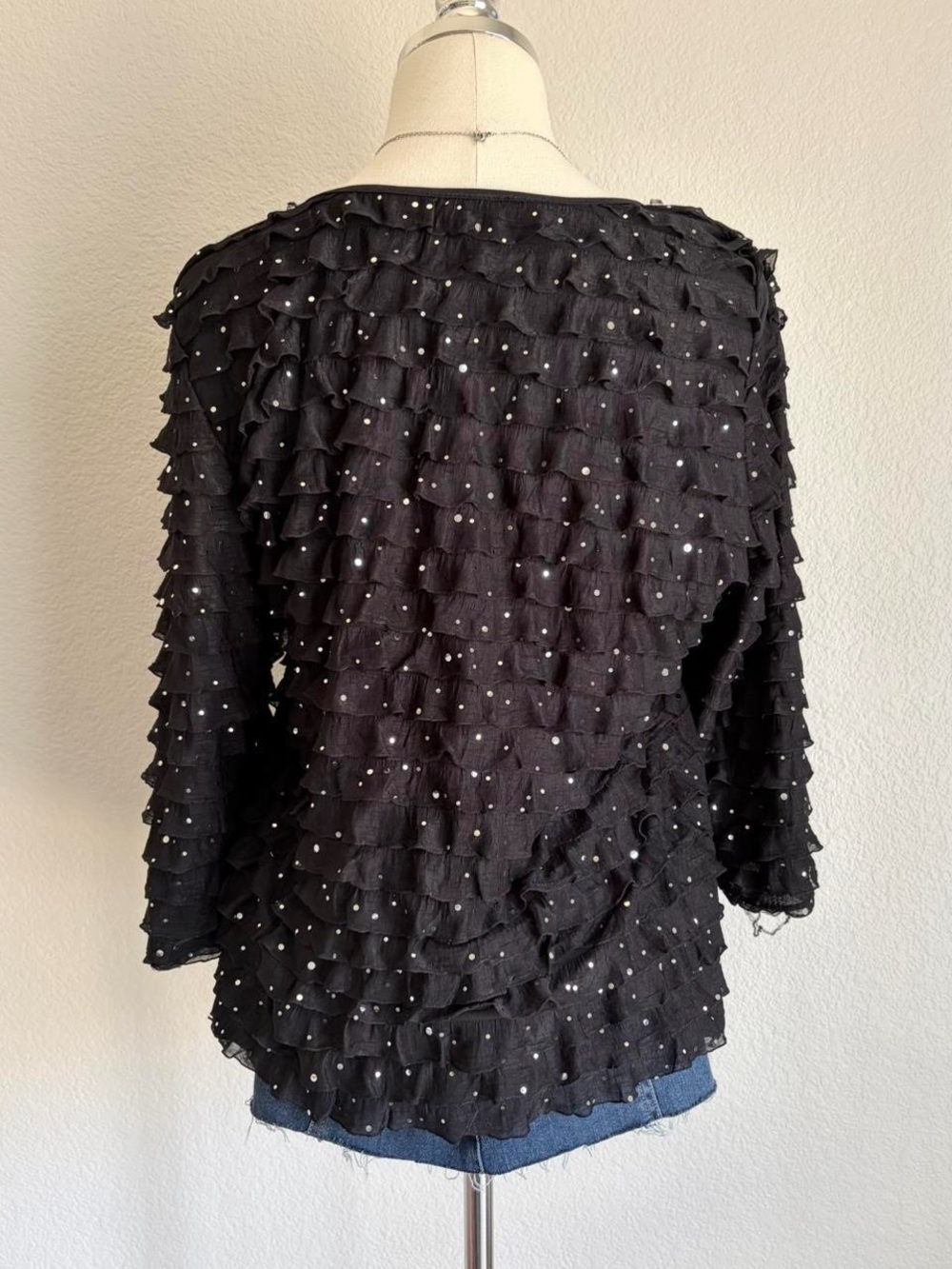 Women’s Black Ruffle Top - Picture 5 of 8